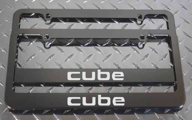 2 brand new nissan cube gunmetal license plate frame + screw caps