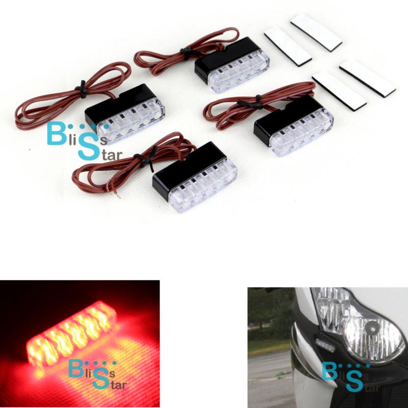 Red led motorcycle turn signals blinker front rear foot peg light faring flush