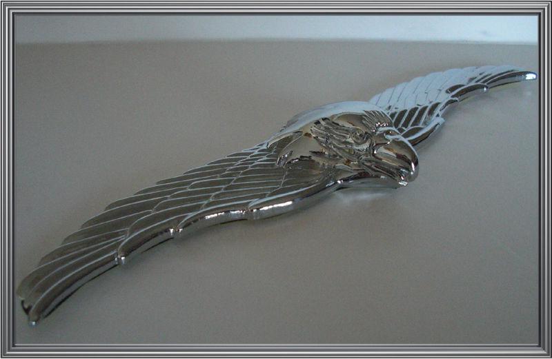 Lg show chrome "war eagle" metal custom emblem - hotrod car truck hood ornament