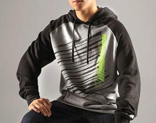 New mens adult kawasaki punch pullover hoody hooded sweatshirt gray xlarge xl