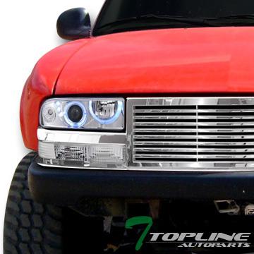 Chrome halo led projector head lights+bumper ks+grill grille 1998+ s10 blazer