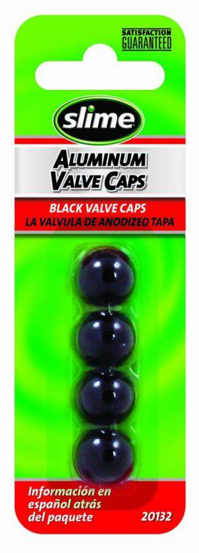 Slime 20132 black aluminum valve stem cap, (pack of 4)