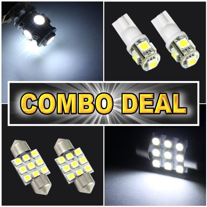 White led map t10 + dome lights 1.25" 31mm combo package deal #9