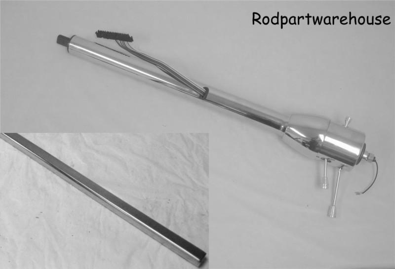 28" chrome floor shift tilt steering column street rod gm bonus free 36" shaft