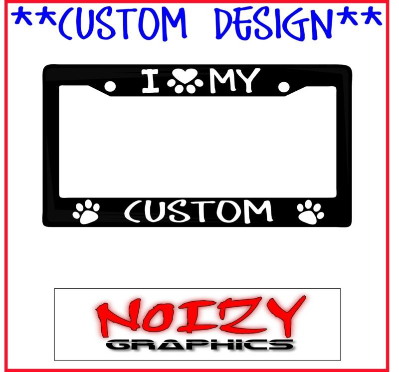 Cute family dog license plate car sticker decal frame i love paw my custom -3