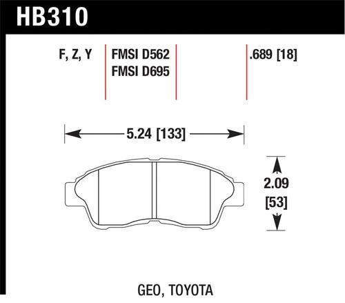 Hawk performance hb310f.689 disc brake pad 92-01 camry celica corolla prizm rav4