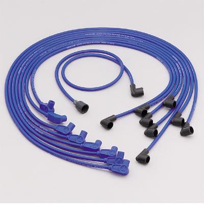 Taylor cable spark plug wires spiro-pro 8mm blue 90 degree boots universal l8/v8