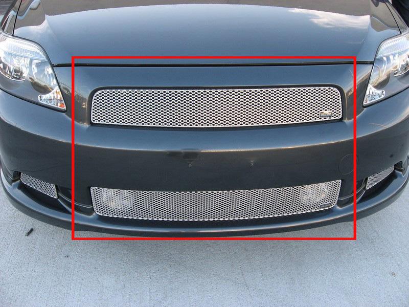 2005-2010 scion tc tc grillcraft upper&lower silver grille 2 pc grill t1870-71s