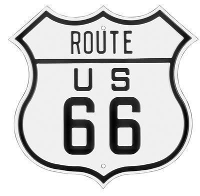 Ande rooney sign porcelain/steel black white square route 66 each