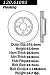 Centric parts 120.61093 front premium rotor