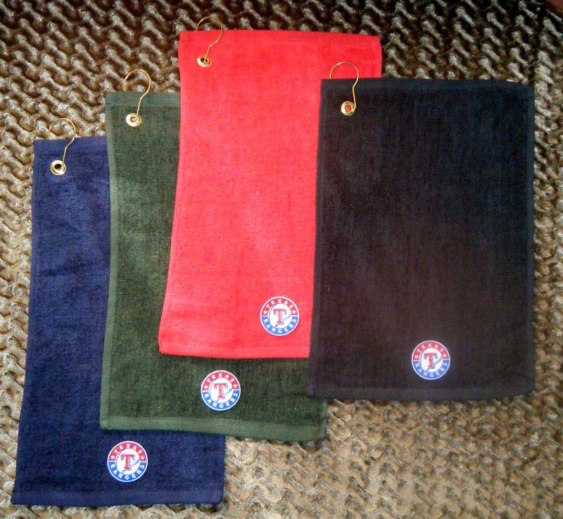 Texas rangers   cotton golf towel towels w/ hook & grommet attach to bag  pga