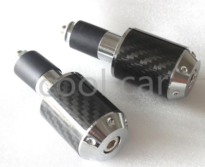 Silver carbon motorcycle handle bar ends fit honda yamaha suzuki 1990 -2012 ects