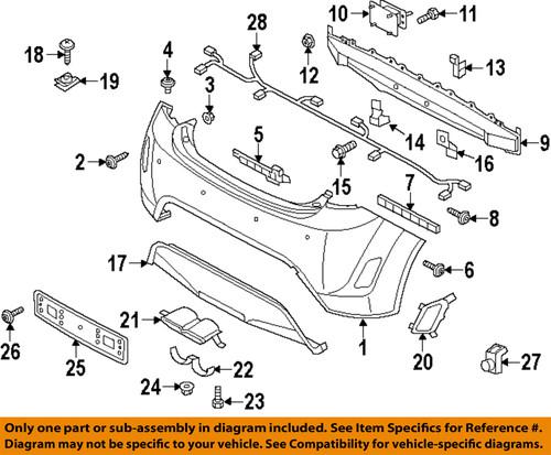 Hyundai oem 866362v000 rear bumper-center bracket