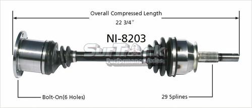 Surtrack perf axles ni-8203 cv half-shaft assembly-new cv axle shaft