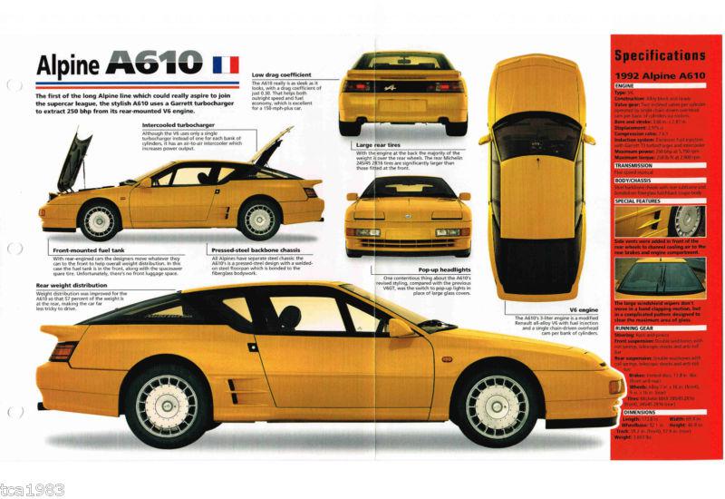 1991 / 1992 / 1993 alpine a610 / a-610 imp brochure