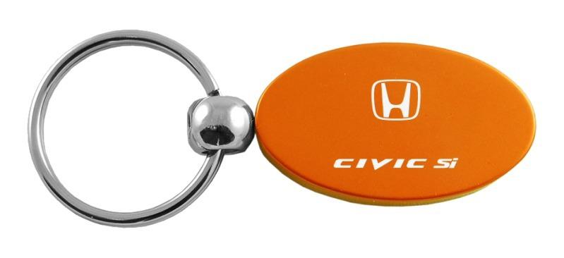 Honda civic si orange oval metal key chain ring tag key fob logo lanyard