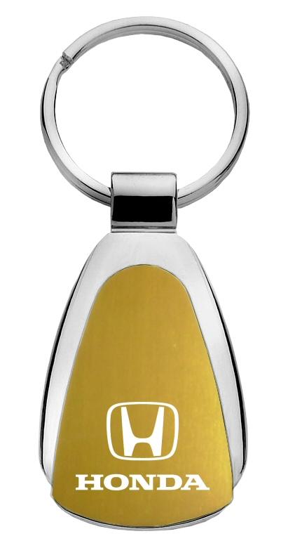 Honda gold gold tear drop metal key chain ring tag key fob logo lanyard