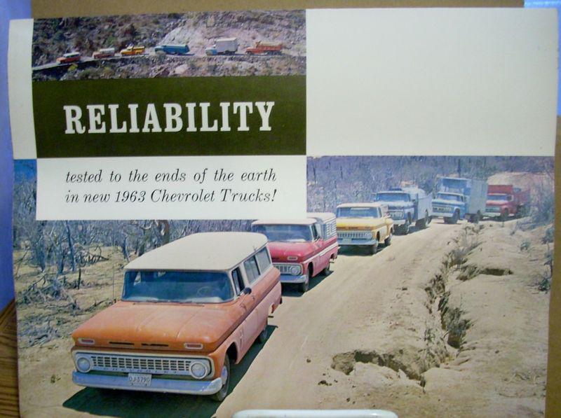 Nos 1963 63 chevy chevrolet truck full line gas diesel dealership sales brochure