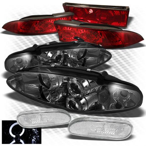 95-96 eclipse smoked pro headlights + bumper lights + red led ring tail lights