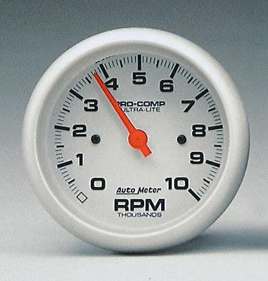 Autometer ultra-lite series tachometer 0-10,000 3 3/8" dia in-dash silver face