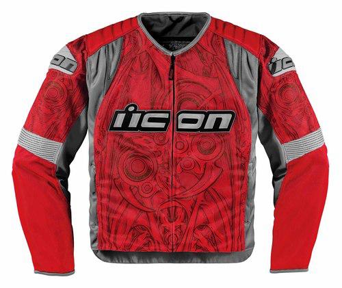 New icon overload sportbike sb1 adult mesh jacket, red/gray, med/md