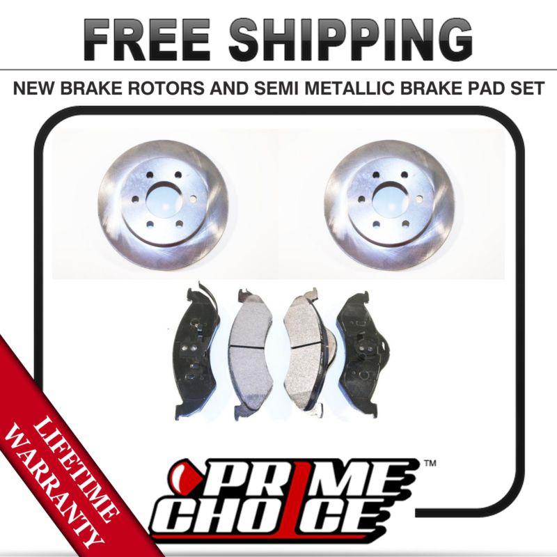 Front kit (2) brake rotors and (1 set) premium brake pads with lifetime warranty