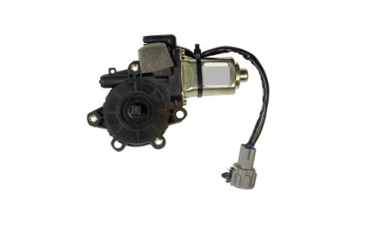 Power front window regulator with motor pair