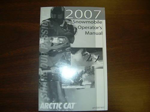 2007 arctic cat snowmobile operators manual