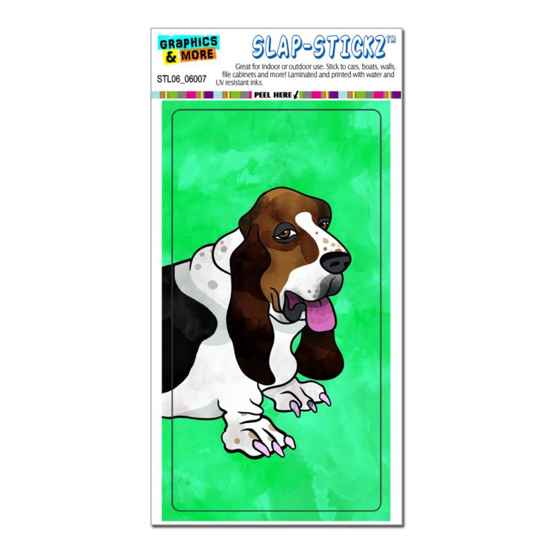 Basset hound close-up watercolor teal - slap-stickz™ window bumper sticker