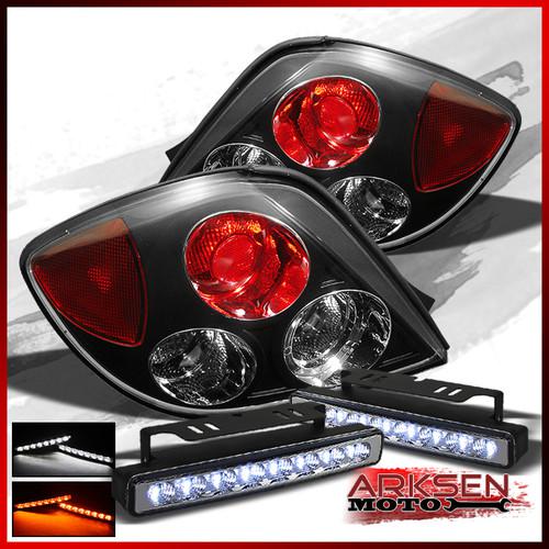 03-05 tiburon altezza black tail lights+white/amber led bumper fog lamp pair set