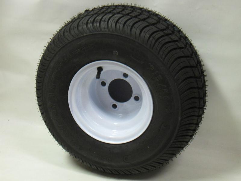 165/65-8 lrb 4 pr bias trailer tire on 8" 4 lug white trailer wheel 16.5x6.50-8