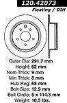 Centric parts 120.42073 rear premium rotor