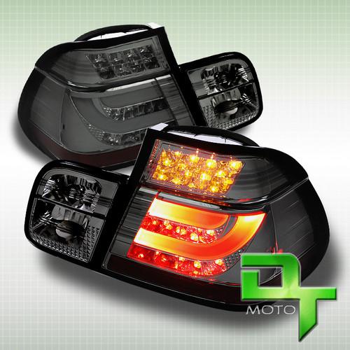 Smoked 99-01 bmw e46 3-series 4dr philips-led perform tail lights w/led strip