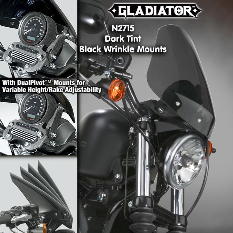 Harley xl883 iron gladiator windshield dark tnt black mnts n2715 nib