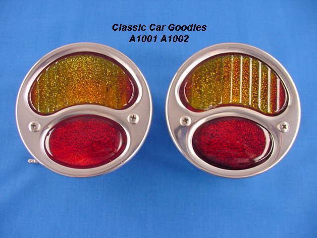 1928-1931 ford tail lights (2) polished stainless steel new!