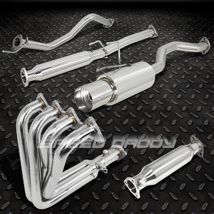 4" burnt tip muffler catback+header+pipe exhaust 99-00 honda civic si em1 b16a2