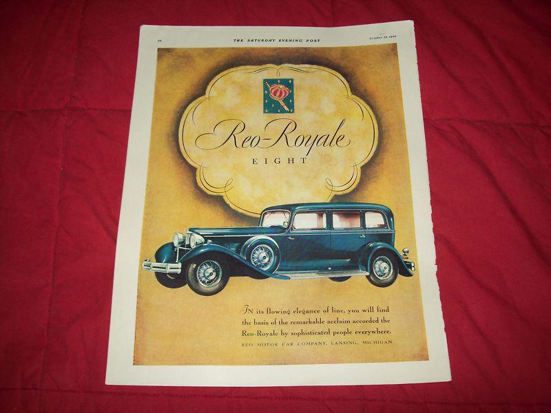 1931 reo car ad- royal eight with a crown