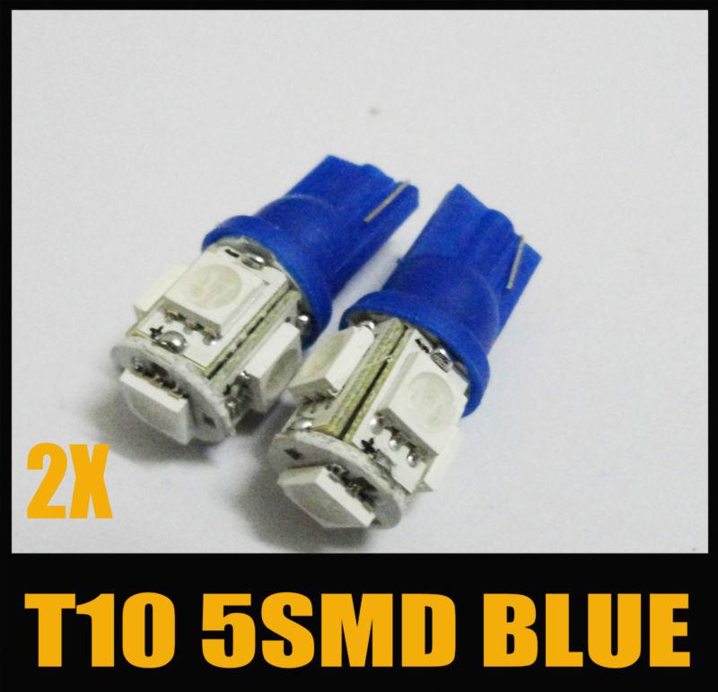 2x blue t10 wedge 5-smd led step/ courtesy lights bulbs 168 2827 927 194 #hf11