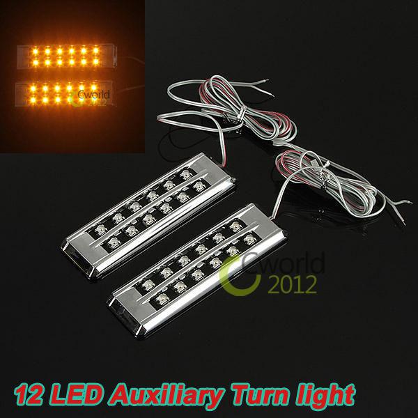 2x 12 led auxiliary turn light sidelight auto car signal turn lamp bulbs yellow