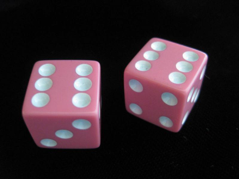 Motorcycle valve stem caps/covers ~  pink dice ~  free ship 