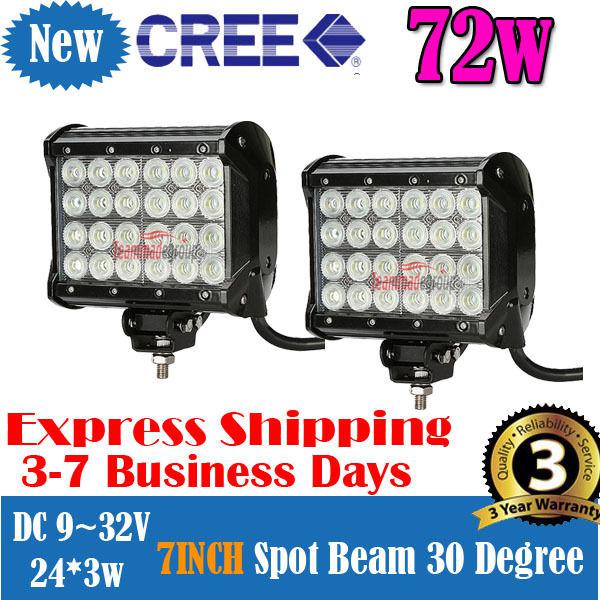 2x 72w 5040lm cree led work light bar spot/flood/combo beam lamp truck atv boat 