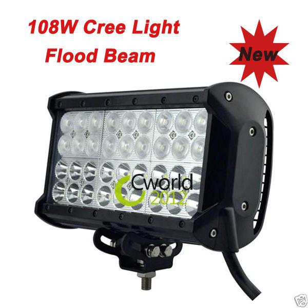 108w 36x3w cree led work light bar flood beam car truck atv mine driving lamp 