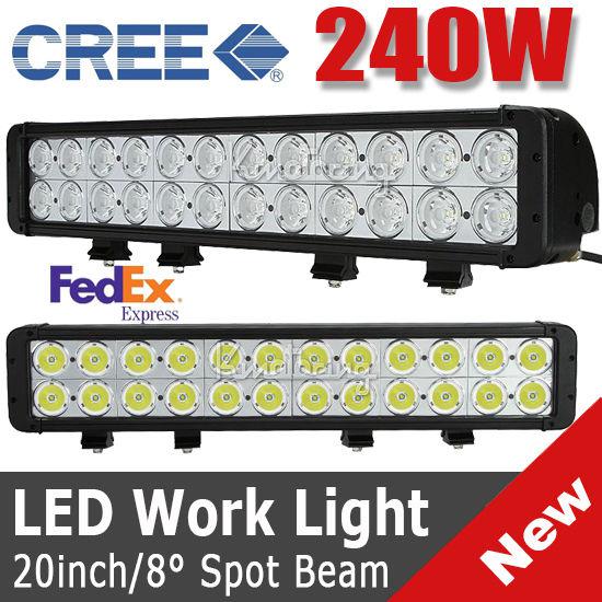 20inch 240w 24000lm spot beam cree led work alloy dual row light bar offroad utb