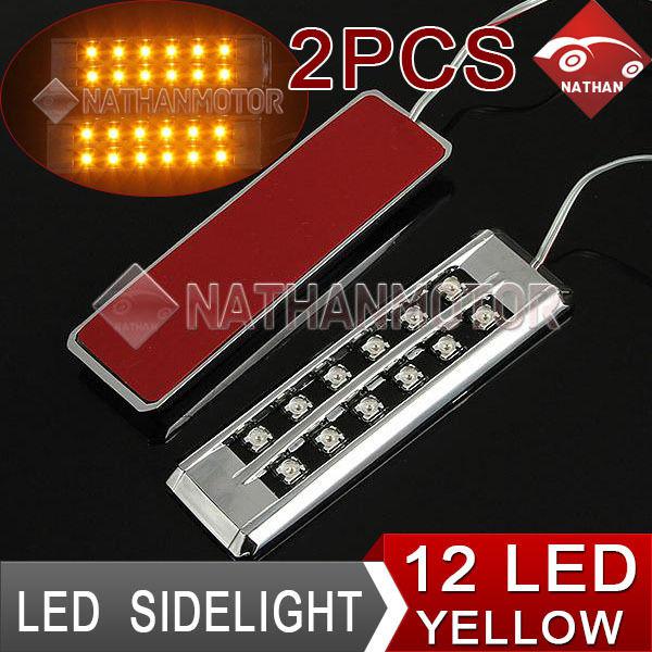 2pcs  12 led turn signal side light sidelight lamp car auto vehicle yellow wow