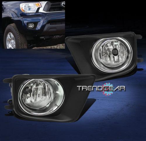 12-13 toyota tacoma bumper driving fog lights w/chrome trim cover+harness+switch