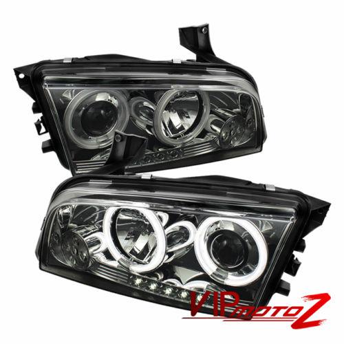 New smoke projector led halo headlight headlamps 2006-2010 dodge charger