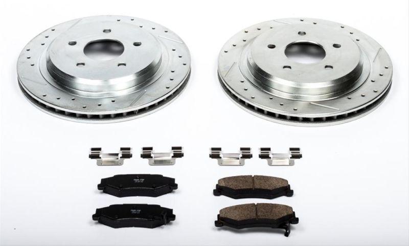 Power stop brake rotors/pads cross-drilled/slotted kit k1563