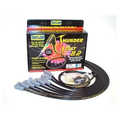 Taylor cable spark plug wires thundervolt spiro-wound 8.2mm black 90 deg boots