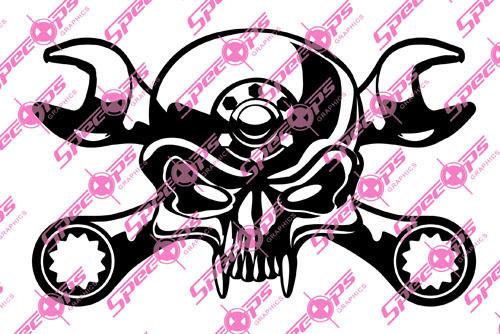 Mechanic vampire fang bolt skull auto motorcycle wrench vinyl decal sticker a255