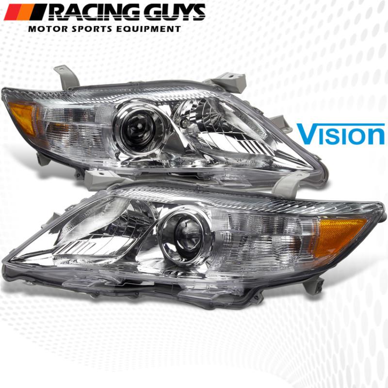 2010 2011 toyota camry chrome headlights front lamps xle le pair new usa built